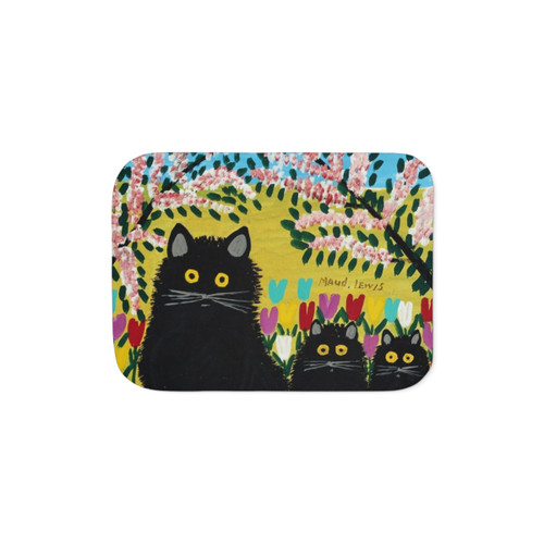 Maud Lewis Sherpa Blanket featuring Three Black Cats design