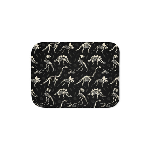 Dinosaur Fossil Sherpa Blanket in Black & Tan