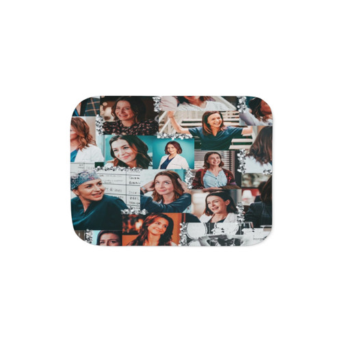 Amelia Shepherd Sherpa Blanket with Collage Design