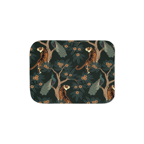 Vintage Tiger and Peacock Sherpa Blanket