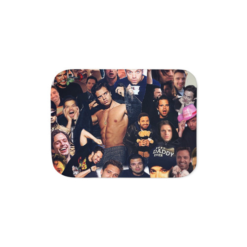 Sebastian Stan Collage Design Sherpa Blanket