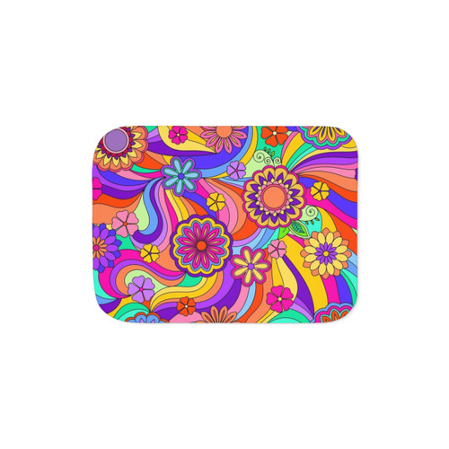 Psychedelic Sherpa Blanket with Flower Power Design