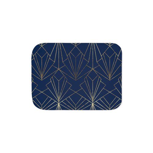 Large Scale Art Deco Sherpa Blanket in Navy Blue