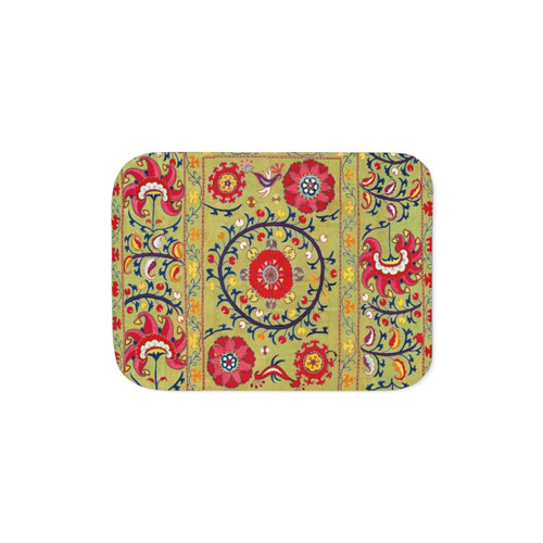 Lakai Suzani Uzbekistan Floral Embroidery Print Sherpa Blanket