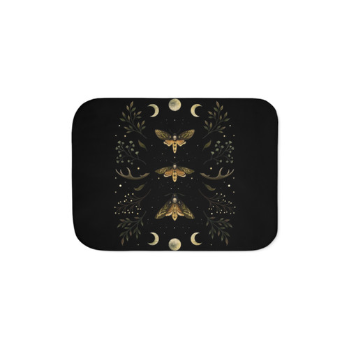 Mystic Sherpa Blanket with Moth Design