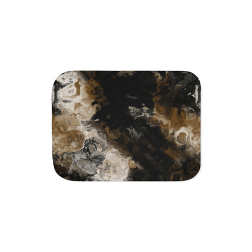 Cozy abstract sherpa blanket in black, white and gold