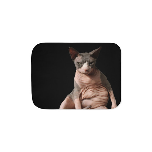 Sphynx Cat Sherpa Blanket with Giant Hairless Cat Design