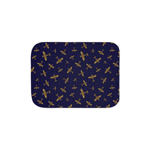 Spitfire Warplane Sherpa Blanket in Navy Blue