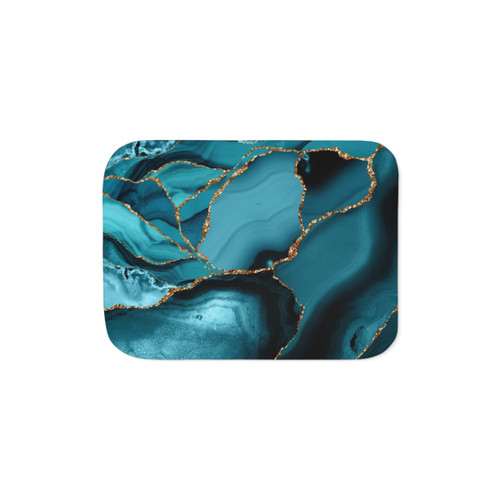 Teal and Gold Faux Marble Sherpa Blanket