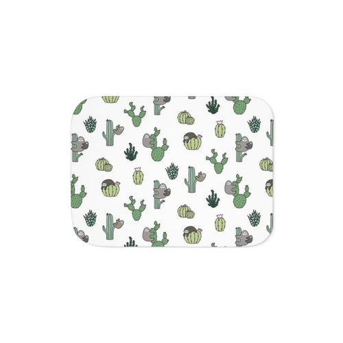 Cozy Cacti Sloths Sherpa Blanket