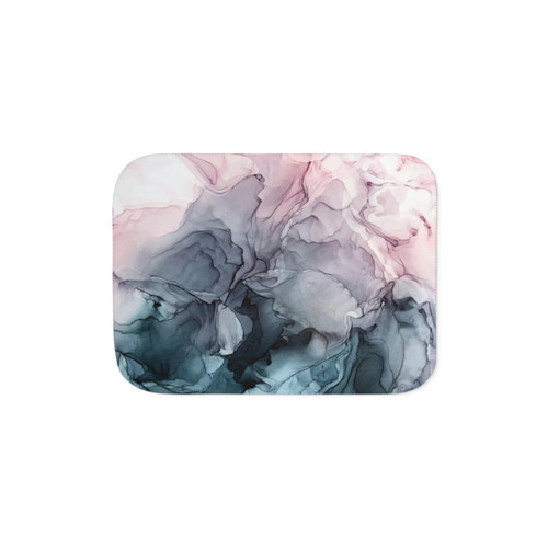 Blush and Payne's Grey Flowing Abstract Sherpa Blanket