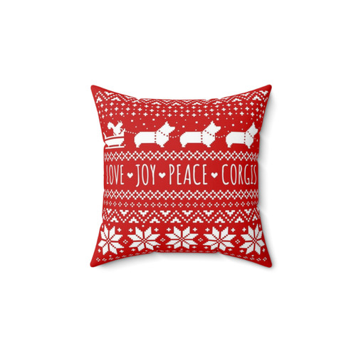 Festive Pembroke Welsh Corgi Christmas Pillow