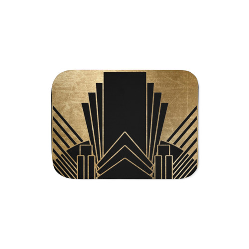 Art Deco Sherpa Blanket with Geometric Pattern