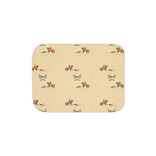 Sherpa blanket with countryside fox hunting design