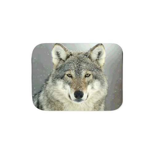 Grey Wolf Sherpa Blanket - Soft, Cozy Wildlife Throw