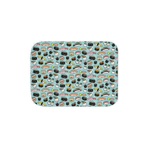 Kawaii Sushi Sherpa Blanket with Cute Sushi Pattern