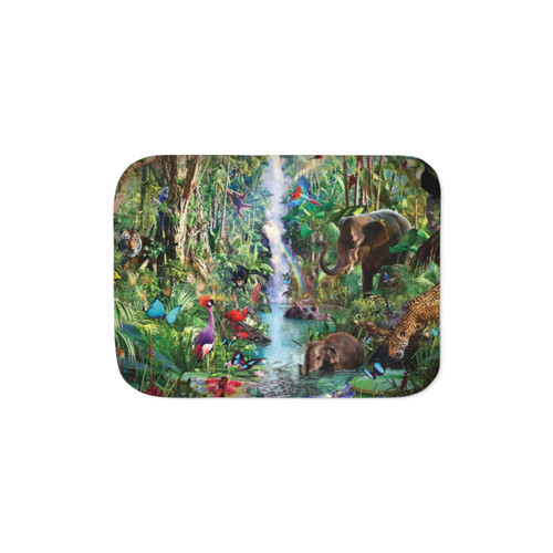 Jungle Book Sherpa Fleece Blanket featuring animal illustrations
