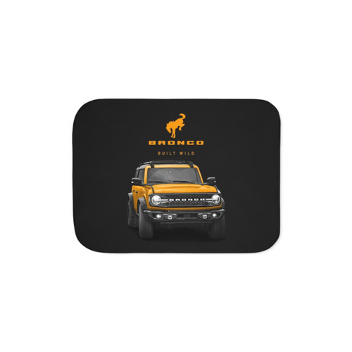 Bronco and Logo Sherpa Blanket - Cyber Orange