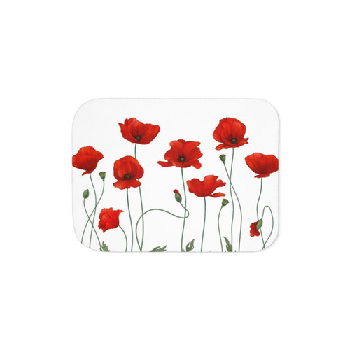Poppy Stems Sherpa Blanket - Floral Home Decor