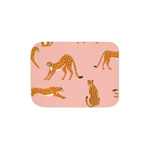 Cheetah pattern pink sherpa blanket