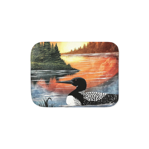Sunset Loon Sherpa Blanket - Cozy, Warm Nature-Inspired Home Decor