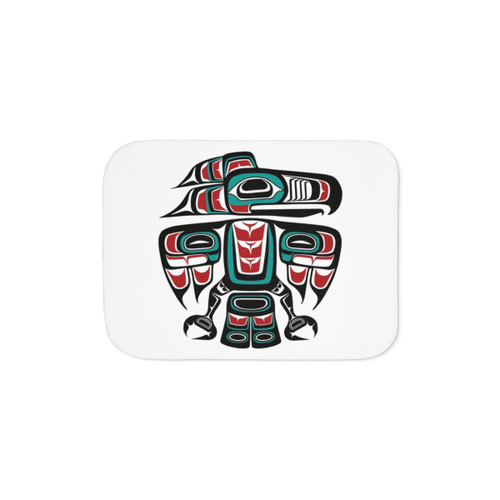 Haida Tlingit Native Raven Totem Sherpa Blanket