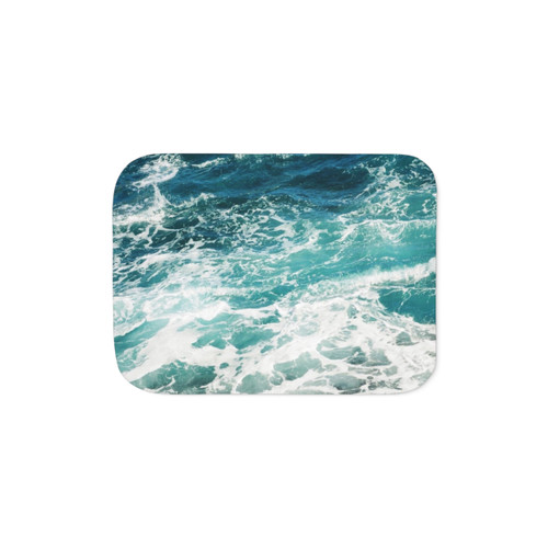 Blue Ocean Waves Sherpa Blanket