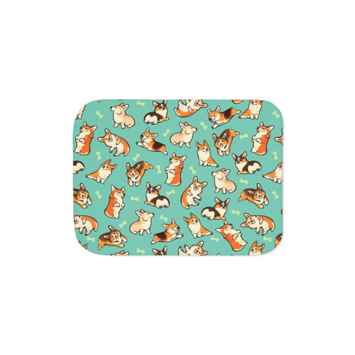 Jolly corgis in green Sherpa Blanket
