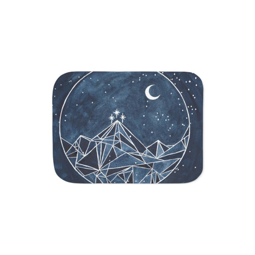 Night Court Sherpa Blanket with Watercolor Stars and Moon Design