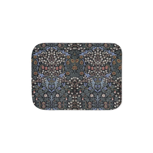 William Morris Blackthorn Sherpa Blanket featuring a beautiful vintage floral and fantasy design