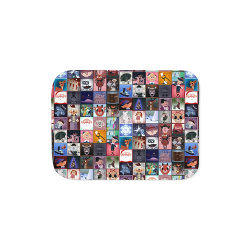 Rudolph Squares Sherpa Throw Blanket