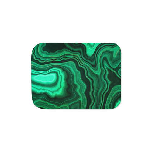 Malachite Green Faux Marble Sherpa Blanket