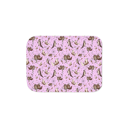 Cute pink sea otter sherpa blanket