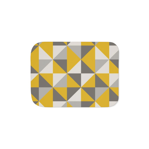 Retro Triangle Design Sherpa Blanket in Yellow and Grey
