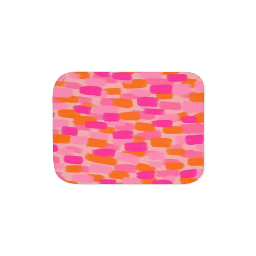 Abstract pink and orange paint brush effect Sherpa blanket