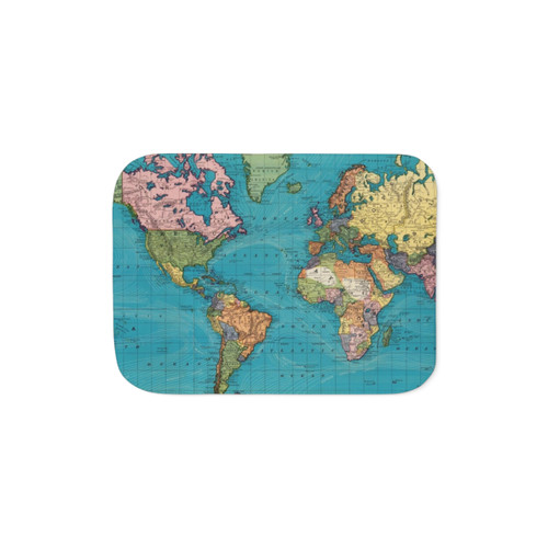 Vintage World Map Sherpa Blanket