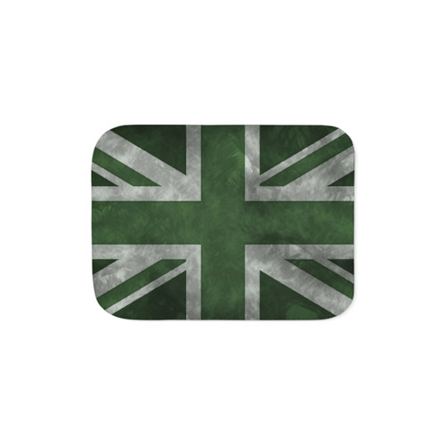 Green Distressed Union Jack Sherpa Blanket
