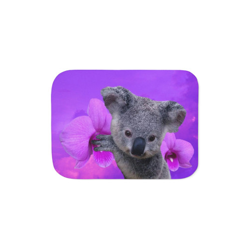 Koala Sherpa Blanket with Orchid Floral Design