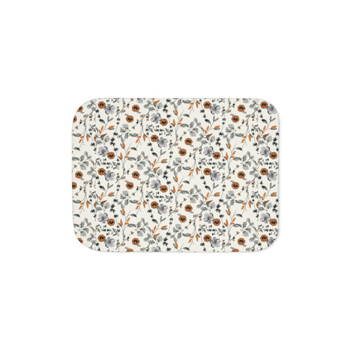 Orange Flower Pattern Sherpa Blanket