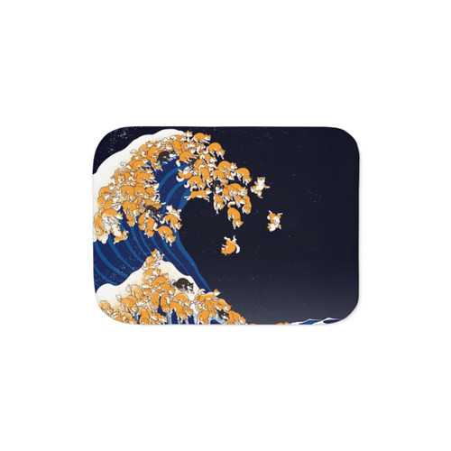 Shiba Inu Sherpa Blanket with Vintage Japanese Dog Design