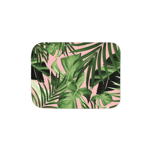 Tropical Jungle Leaves Sherpa Blanket