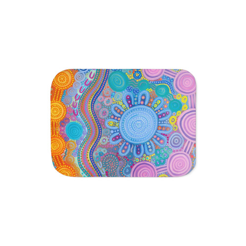 Family Gathering Sherpa Blanket with Indigenous Design