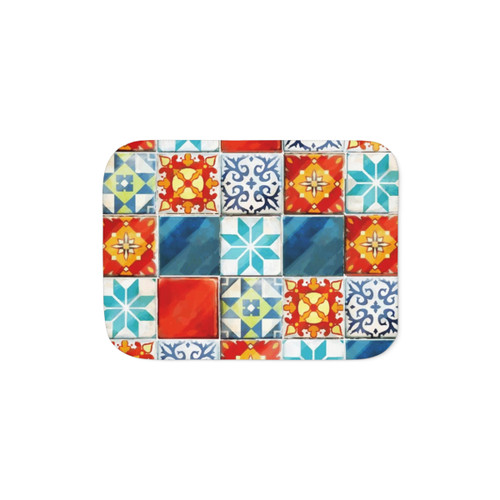 Azul Board Game Sherpa Blanket with Colorful Azulejos Tile Design