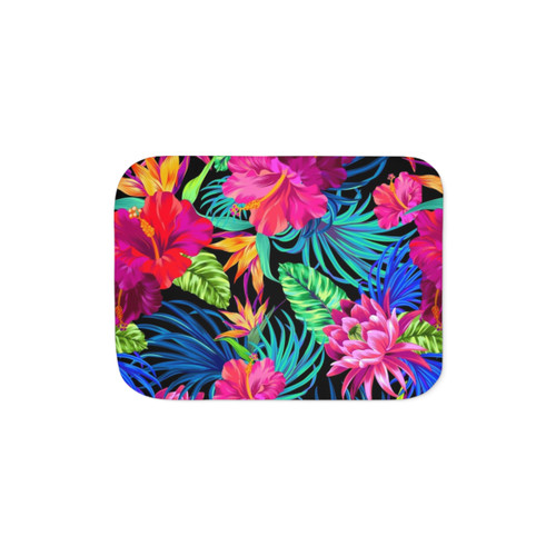 Tropical Hibiscus Pattern Sherpa Blanket