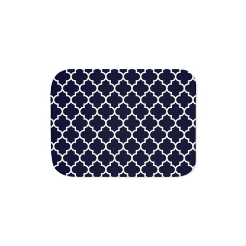 Navy Blue Quatrefoil Pattern Sherpa Blanket