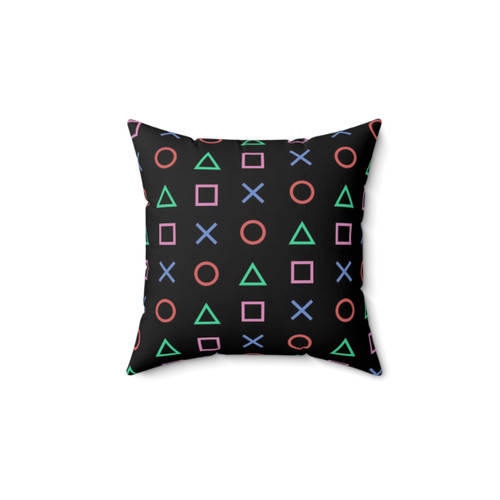 Retro Synthwave Pillow with Neon Buttons Design