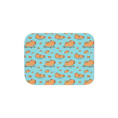 Cute Capybara Sherpa Blanket with Oranges Pattern