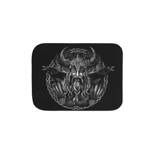 Odin Sherpa Blanket with Huginn and Muninn Ravens