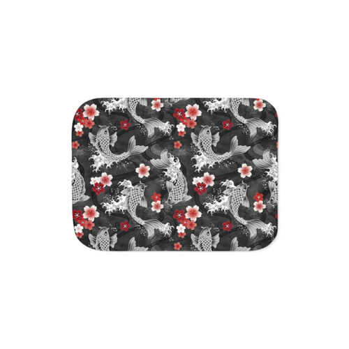 Koi Sakura Sherpa Blanket - Viva Magenta & Black