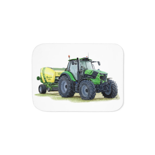 Green Tractor Painting Sherpa Blanket
